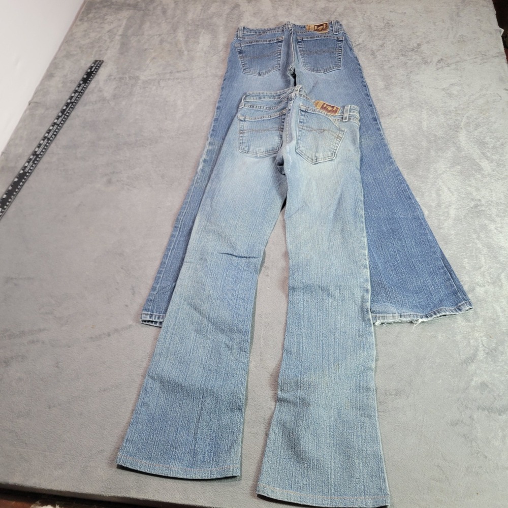 lei Jeans Womens Size 0 Blue Light Wash Flare Low Rise Y2K Bell Bottom Denim - Picture 7 of 8
